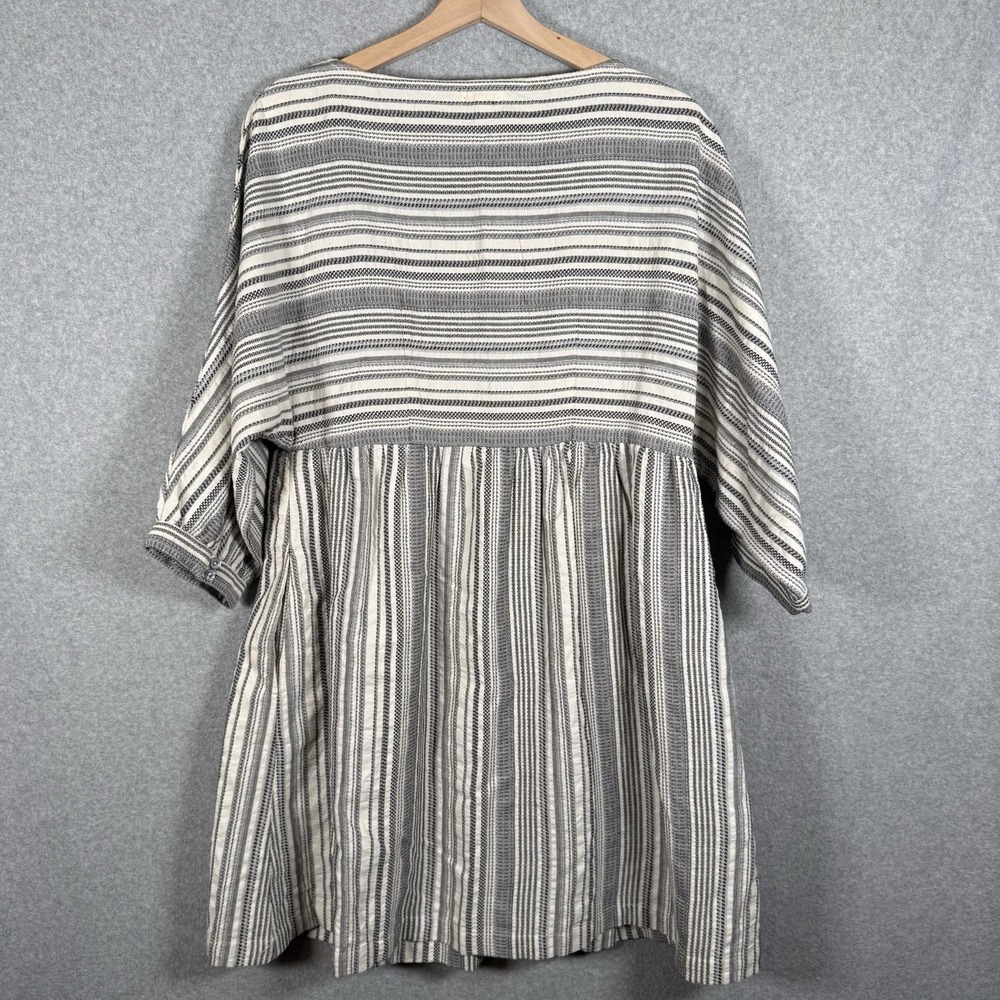 Garnet hill dress womens 8 gray striped boat neck long sleeve cotton - Picture 5 of 8